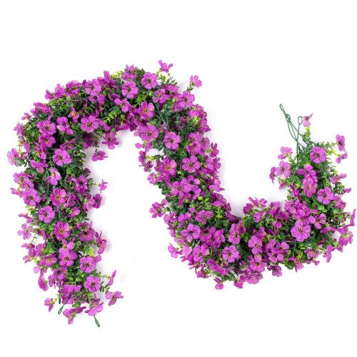 Realistic Artificial Plastic Plant with Simulated Flower-Purple