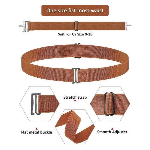 4er-Pack Damen-Gürtel, unsichtbar, elastisch, flache Schnalle, mit Gummiband 1