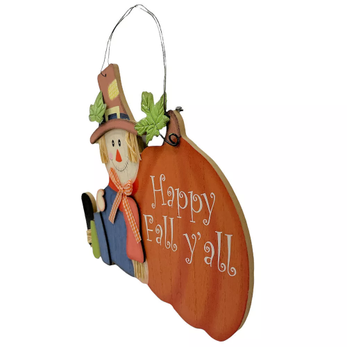 Fröhlichen Herbst euch allen! Hängendes Holzschild mit Vogelscheuche & 2