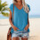 Short Sleeve Shirts for Women Cap Sleeve Basic V-Date red S 3