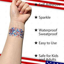 Paillettes Patriotiques pour Visage et Cheveux Aux Couleurs Du Drapeau Américain : Tenues et Accessoires pour la Fête L'Indépendance,le Memorial