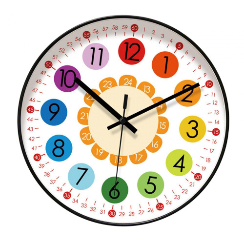 Kids Wall Clock Teaching Time 12 Inch Silent Decorative 1