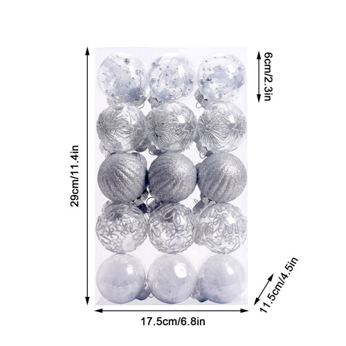 Silver Christmas Ball Ornaments Shatterproof 30 pcs 1