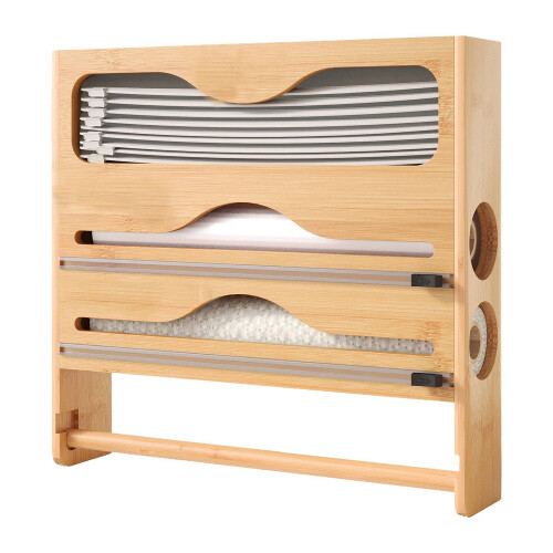 Wall-Mounted Kitchen Roll & Foil Dispenser with Cutter
