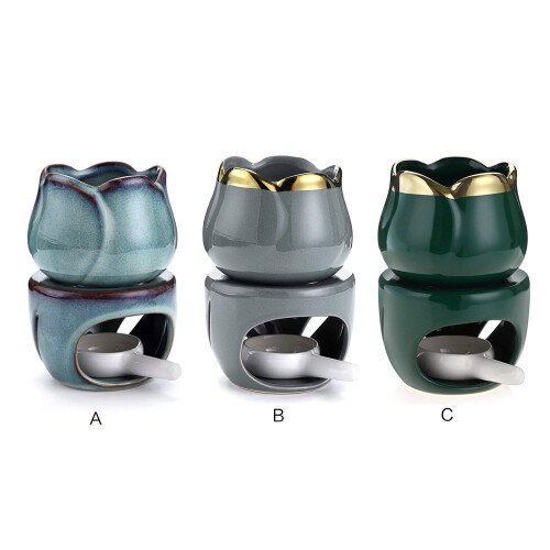 Ceramic tealight candle holder with wax spoon 2