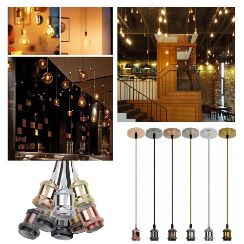 Yoone E27 pendant light cord kit metal base 1m 1