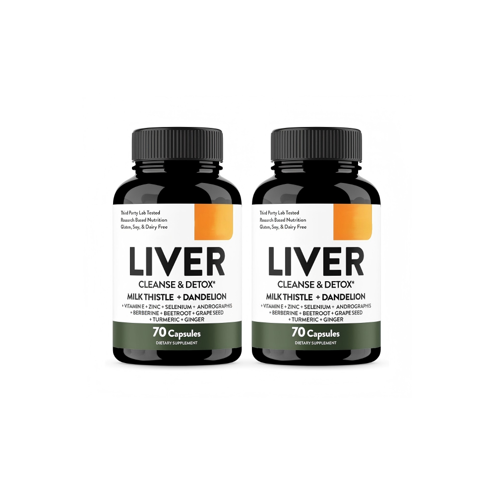 (2pcs) Liver Cleanse Detox & Repair Support Capsules with Milk Thistle & Dandelion Root Herbal Supplement Pills for Liver Health 140 Count