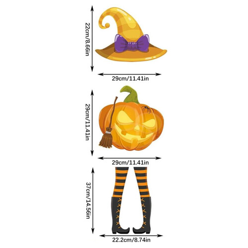Halloween Hanging Sign – Pumpkin & Witch Hat, 1 Set 2