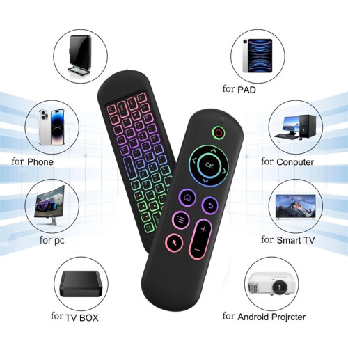 2.4G  Voice Remote Control Wireless Gyroscope Air Mouse 7 Color Backlight Keyboard for Android  TVBox PC 1