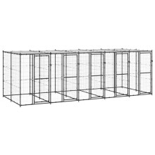 Buitenkennel - HELLOSHOP26 - 550220180 cm - Water-/UV-bestendig PE dak - Poedergecoat staal - Vergrendelbare deur