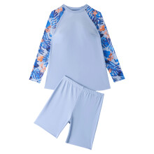 Women Two Piece Swimwear Long Sleeve Rashguard with-Gray XXXL