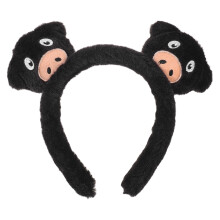 Black Plush Hairband for DIY Use with Plastic Frame and Soft Fur