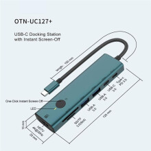 Multiport USB Hub USB3.0 Docking Station 7 4K Portable Adapter with Sleep Screen Function