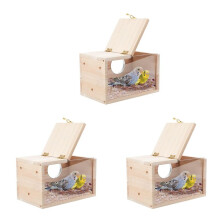 3X Parakeet Nesting Box Transparent Bird House for Cage Wood Breeding Box for  Parakeet Cockatiel Lovebirds