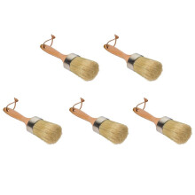 5X Chalk and Wax Paint Brush Large 2-in-1 Round Natural Bristles Painting Tool for DIY Furniture Stencils Home Decor