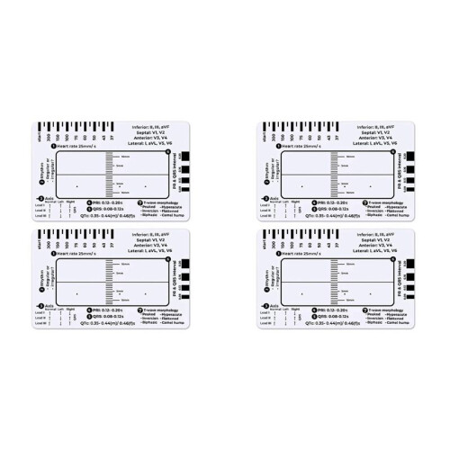 4pcs ECG 7 Step Ruler,ECG 7 Step Ruler for ECG/EKG Interpretation,ECG Reference Guide Ruler,EKG Calipers Measuring Tool