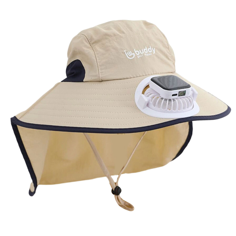 Lightweight Solar Charged Sun Hat Solar Cooling Fan-Beige 7754002288784