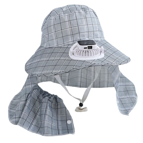 Unisex Solar Charged Ventilation Hat Offering Sun-Light blue