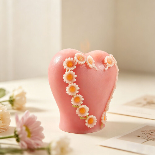 Gänseblümchen-Blumen-Herz-Silikonform für handgemachte Kerze, 1