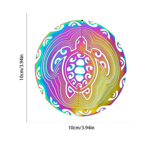 Sino de vento giratório em tartaruga 3D colorida 2