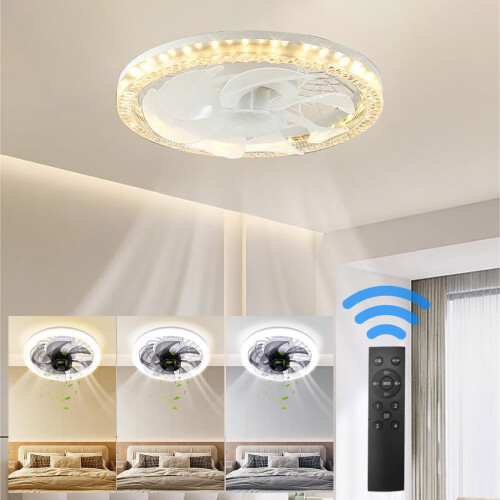 Deckenventilatorleuchte mit 4 Geschwindigkeitsstufen und 3-farbiger LED, 360 1