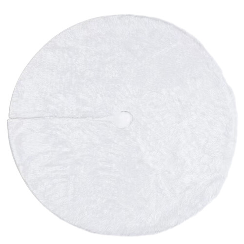 Witte pluche kerstboomrok 78x78 cm 1
