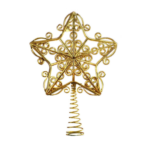 Étoile de Noël dorée à 5 branches avec lumières 1