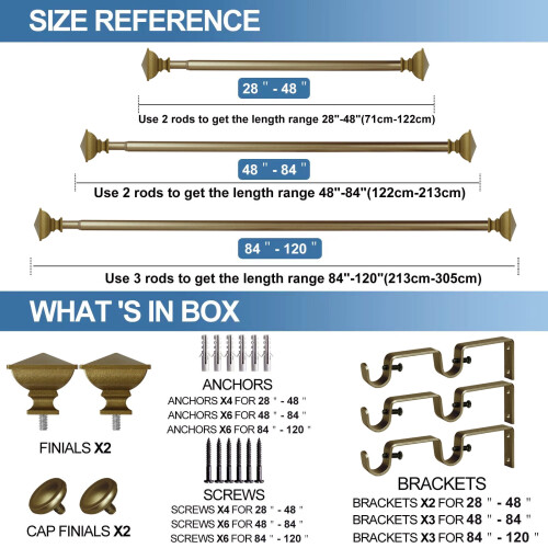 Σετ διπλών κουρτινόξυλων Urbanest 5/8" & 1/2" 48–84" 2