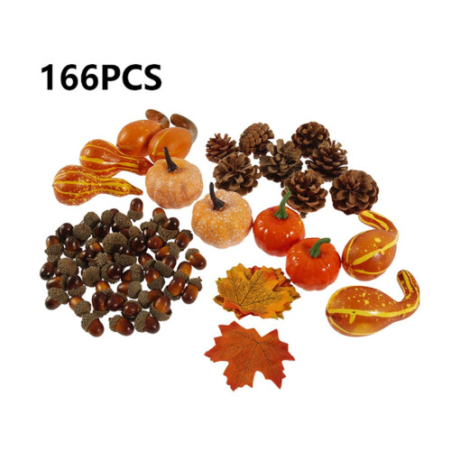 Ensemble de décorations d'Halloween : citrouilles en mousse et feuilles d'érable 1