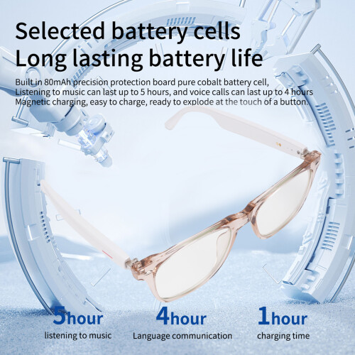 Smartglasses V5.4, 150mAh, Einheitsgröße Pink/Weiß 2