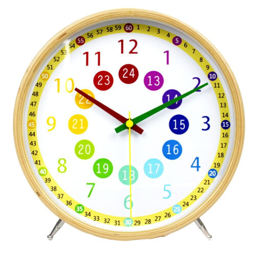 Kids Wooden Learning Wall Clock – Rainbow Numbers, Silent 2