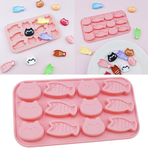 Kitten And Fish Ice Tray Silicone Molds For Making Chocolate 1