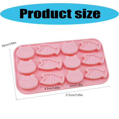 Kitten And Fish Ice Tray Silicone Molds For Making Chocolate 2