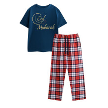Show Me The Merch Childrens/Kids Eid Mubarak Short-Sleeved Long Pyjama Set