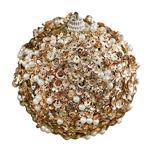 Teal Sequin Christmas Tree Ornament 80mm Foam with Pearls 1