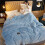 Blauwe microvezel plaid 200x230cm 4