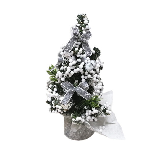 Mini Christmas Tree Ornament 20cm Silver Plastic 1