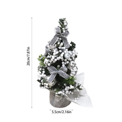 Mini Christmas Tree Ornament 20cm Silver Plastic 2
