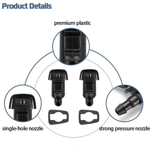 4X Front Windshield Gasket Nozzle Kit Replacement for  Car Nozzle Windshield Washer 2