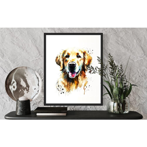 Εκτύπωση Τέχνης Golden Retriever, Διακόσμηση Τοίχου σε Παστέλ Ποπ, 240 γρ. 1