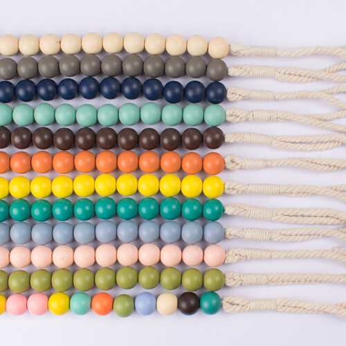 Embrasses de rideau en perles de bois 76 cm x2 2