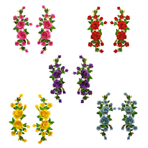 Polyester Flower Embroidery Applique For Shirts-Sky Blue 1