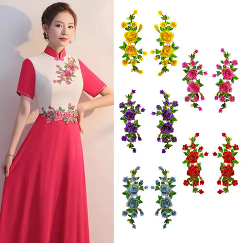 Polyester Flower Embroidery Applique For Shirts-Sky Blue 2