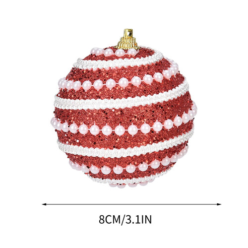 Ornamento natalizio in schiuma con perle intrecciate, rosso, 7,9 cm 1