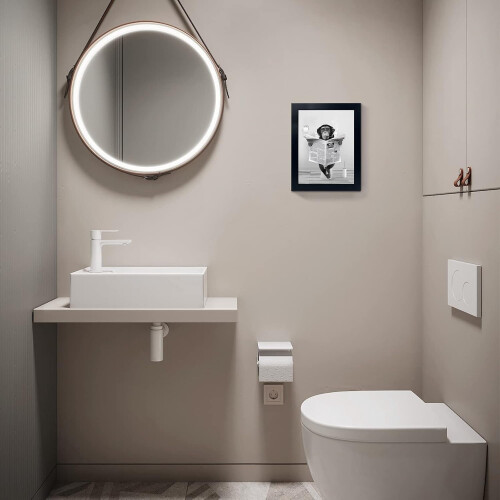 Funny Monkey in Bathtub Wall Art Black and White Canvas 1