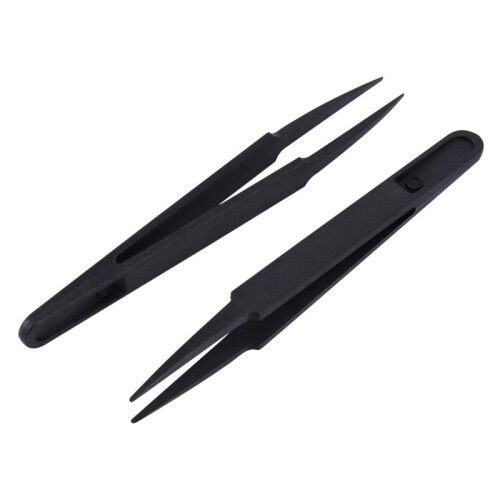 30 Pcs Black Plastic Electronic Pointy Tip Anti-Static Tweezers 2