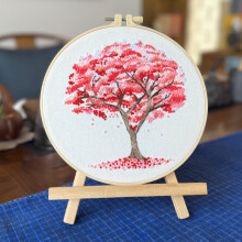 (Yugiri, Bamboo stretch) Beginner embroidery kit tree hanging painting cross stitch suzhou embroidery diy embroidery material package