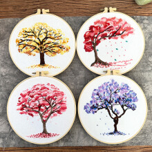 (A set, No tension) Beginner embroidery kit tree hanging painting cross stitch suzhou embroidery diy embroidery material package