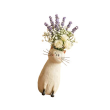 Handcrafted Wacky Cats Vases Whimsical Resin-white cat vase