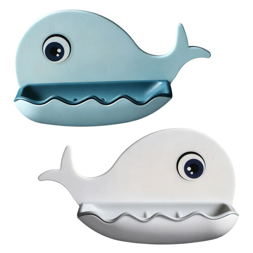 Plastic Whale Soap Dish For Bathroom Wall-light blue white